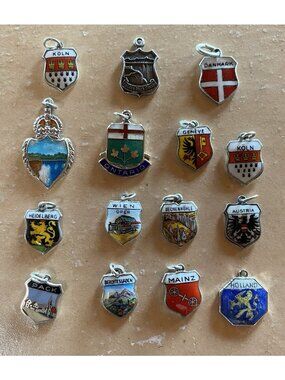 15 Vintage International Travel Charms All Enamel But One